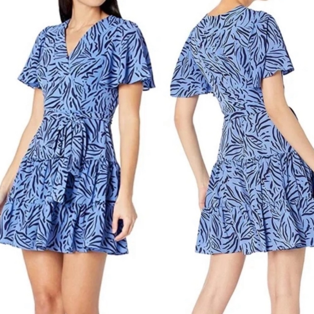 Eliza J Blue and Black Patterned Mini Dress